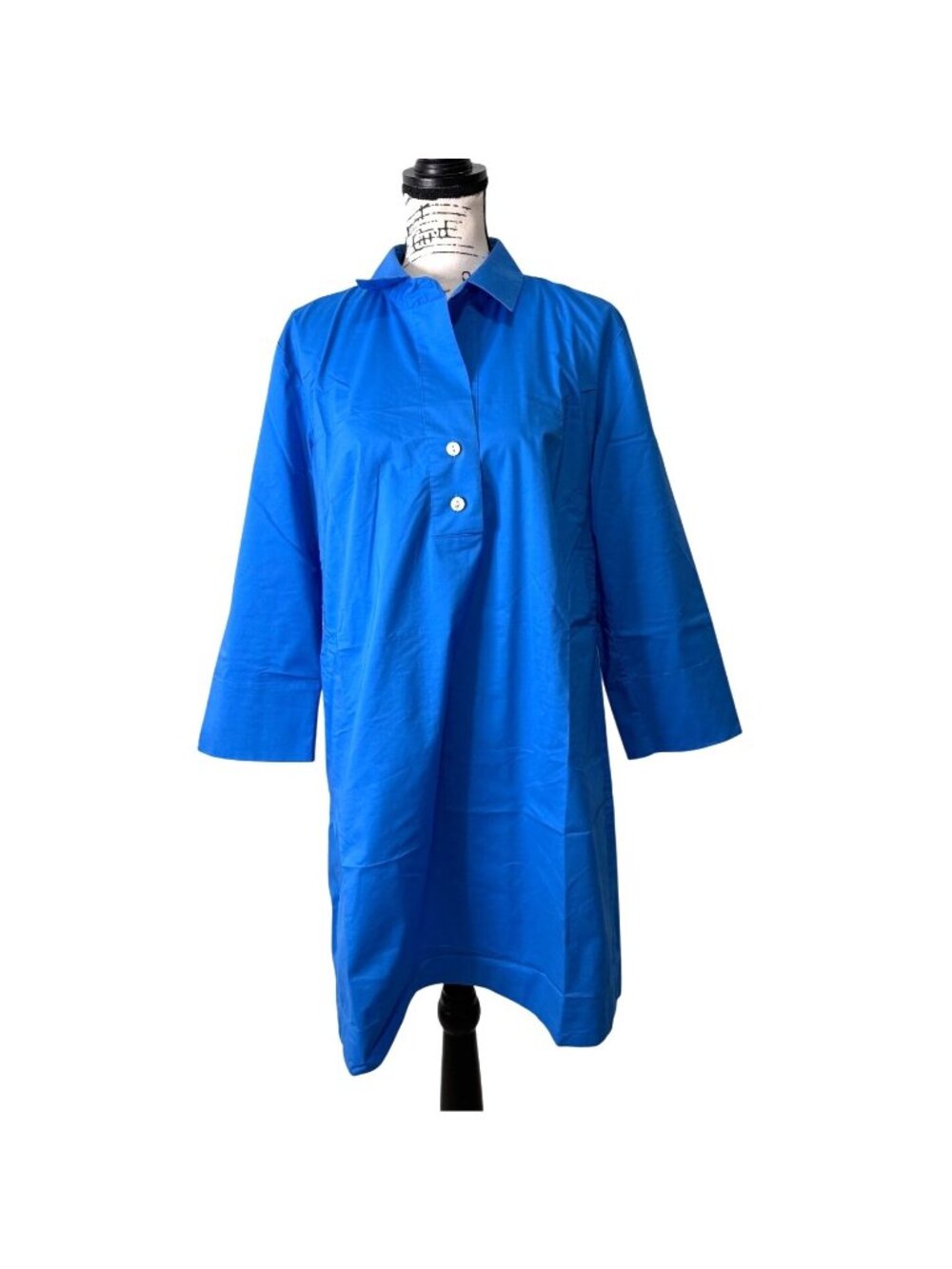 Hinson Wu Womens Size L Dress Aileen 3/4 Sleeve Cotton Blue Button-Back - Picture 2 of 7